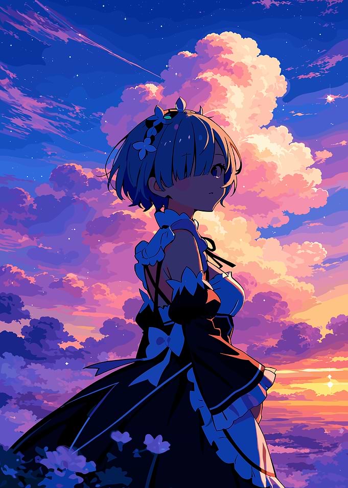 Rem from Re:Zero at Sunset