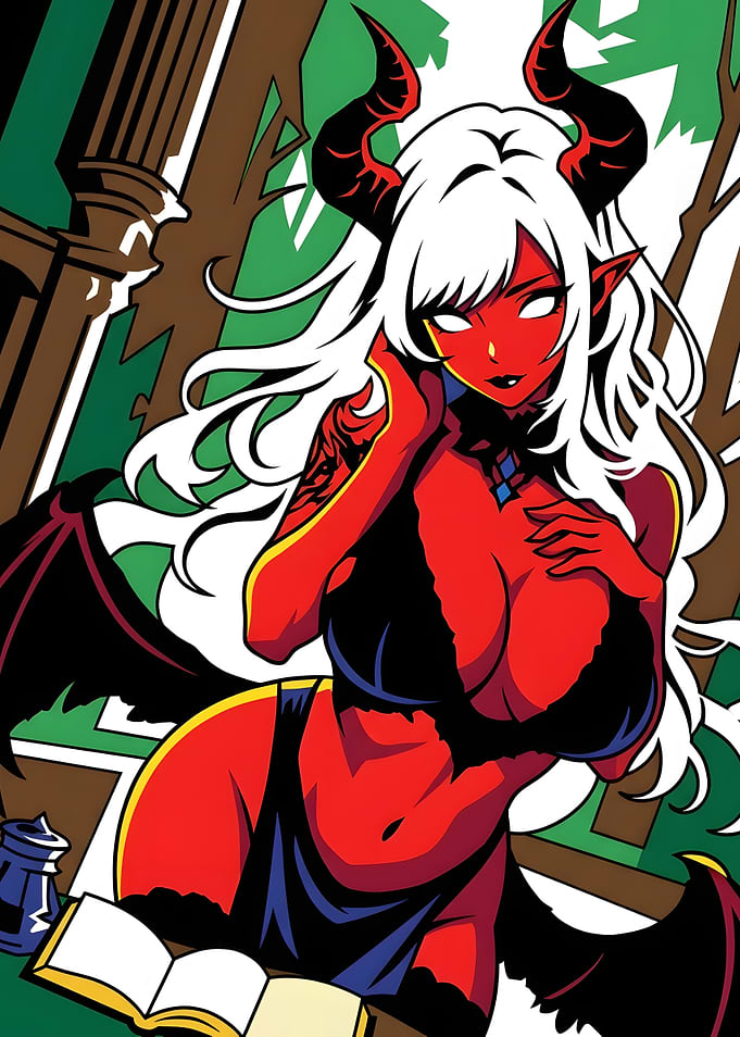 Red Succubus Anime Illustration