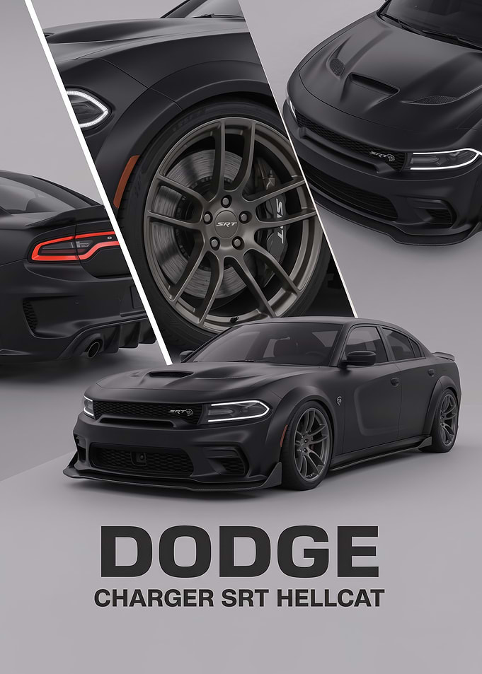 black sleek Dodge Charger SRT Hellcat Poster