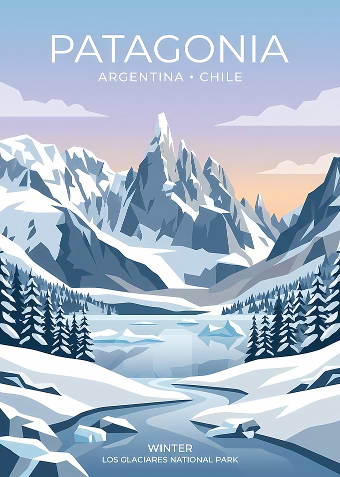Patagonia Winter Travel Poster