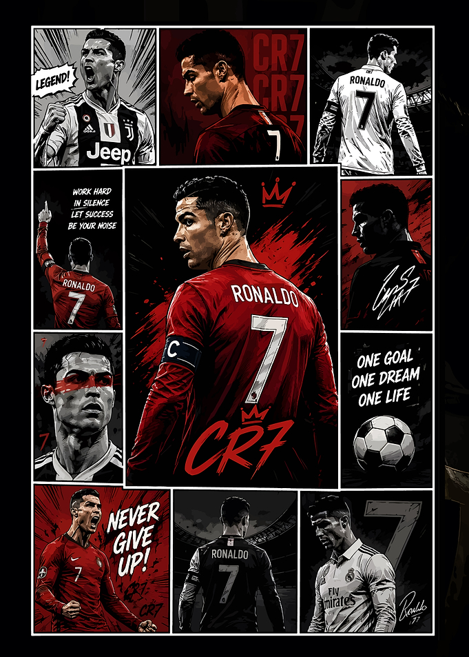 Cristiano Ronaldo CR7 Football Collage Poster