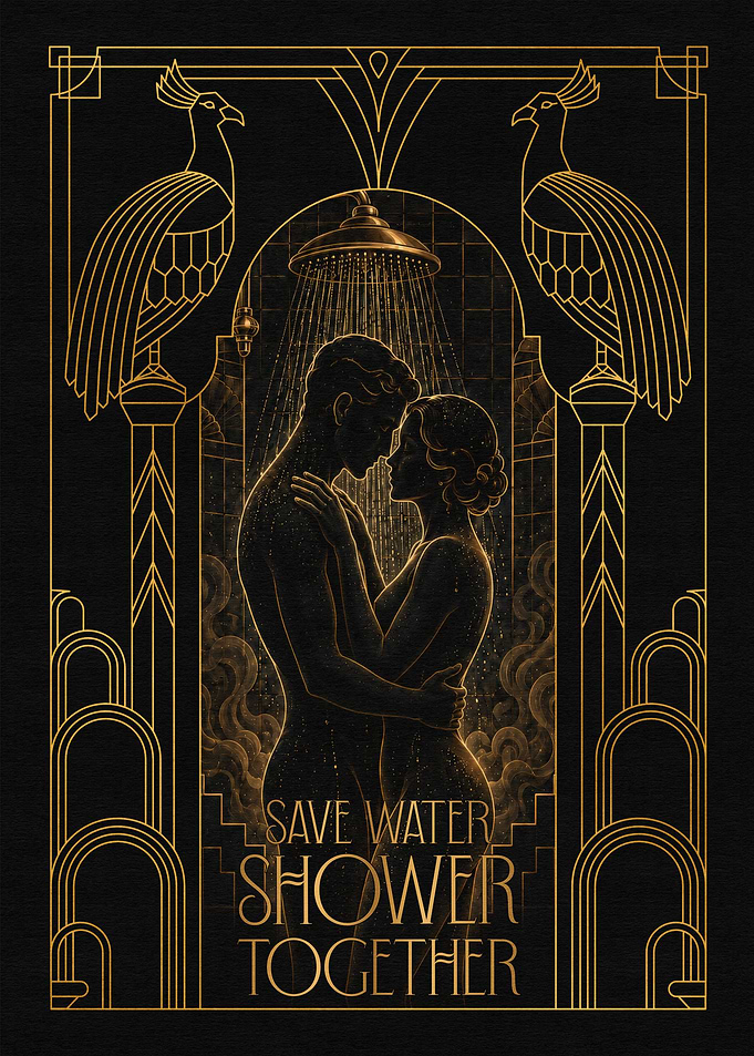 Art Deco Save Water Poster