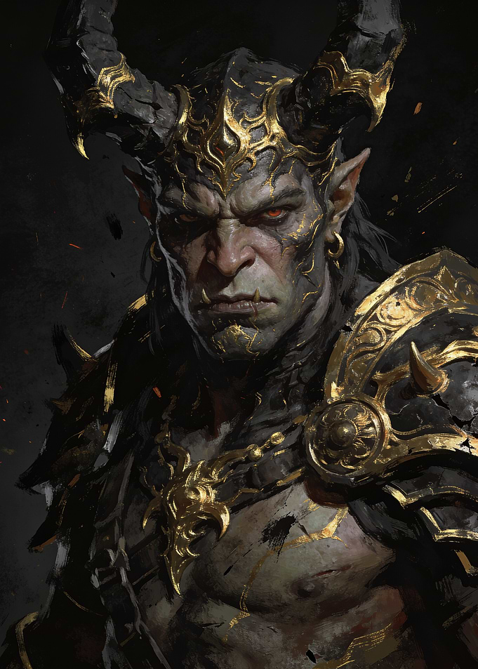 Dark Fantasy Orc Warrior Portrait