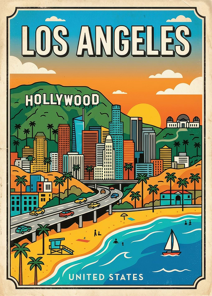 Vintage Los Angeles Travel Poster