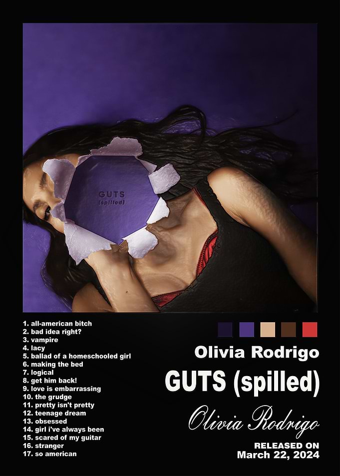 Olivia Rodrigo GUTS (spilled) Album Poster