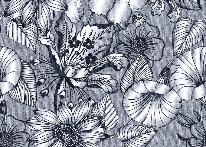 Monochrome Floral Botanical Pattern