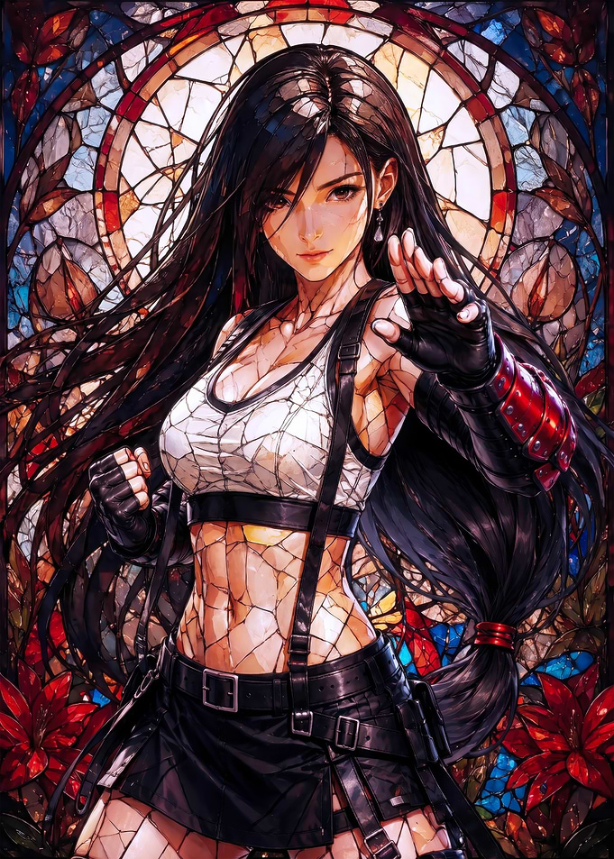 Tifa Lockhart Stained Glass Portrait
