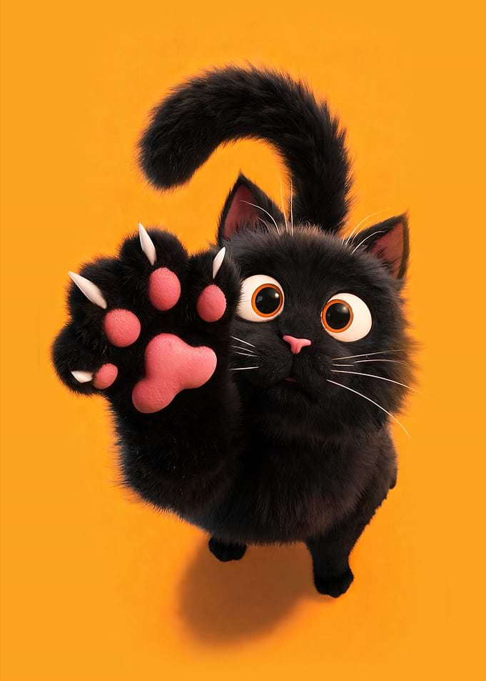 Cute Black Kitten Reaching Out