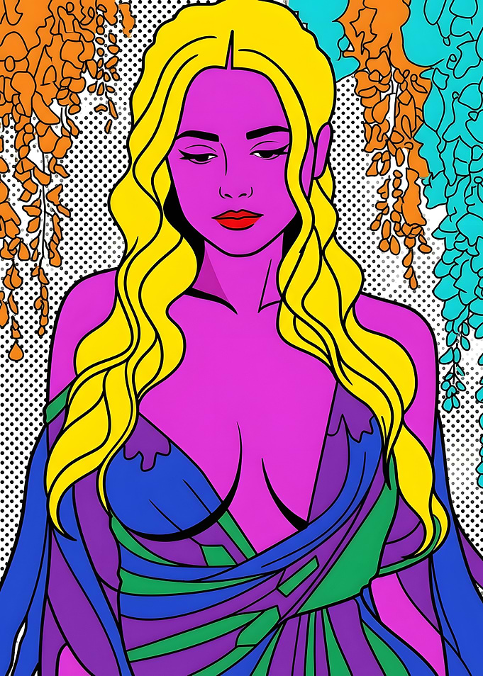 Pop Art Portrait of Blonde Woman