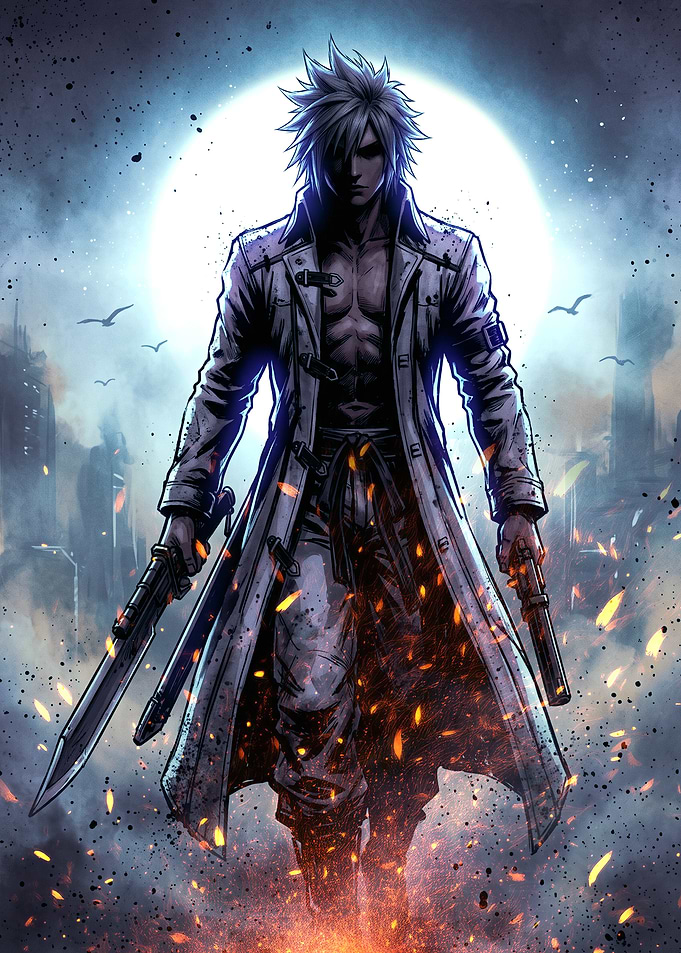 Anime Warrior in Post-Apocalyptic Setting