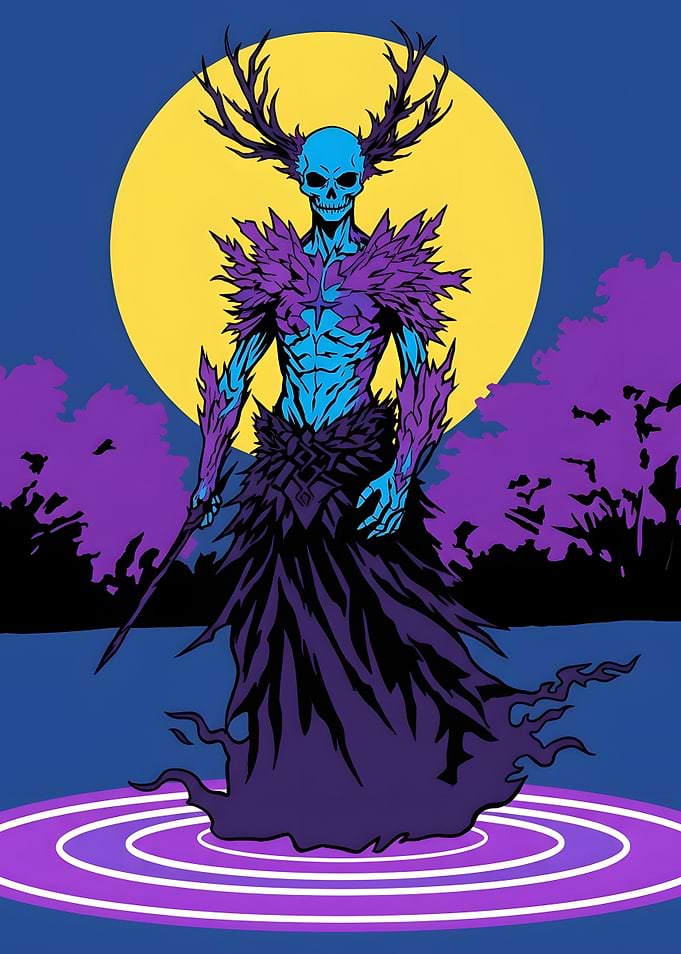 Antlered Skull Spirit Fantasy Illustration