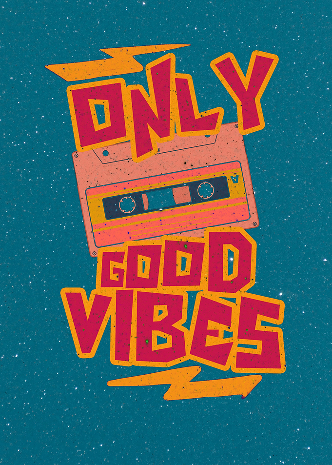 Only Good Vibes Retro Cassette Design
