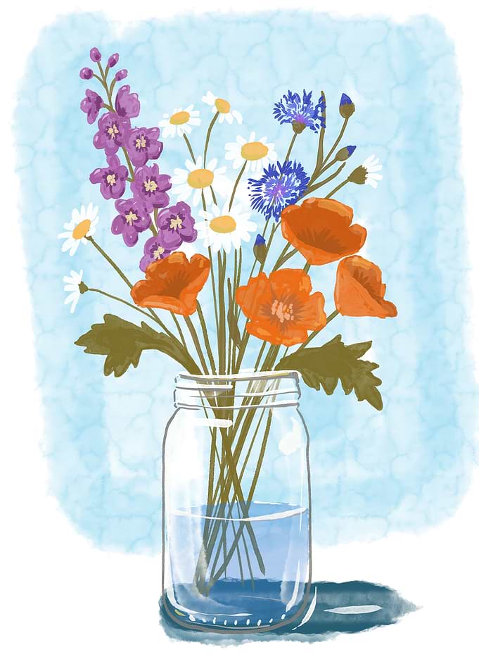 Wildflower Bouquet in Mason Jar
