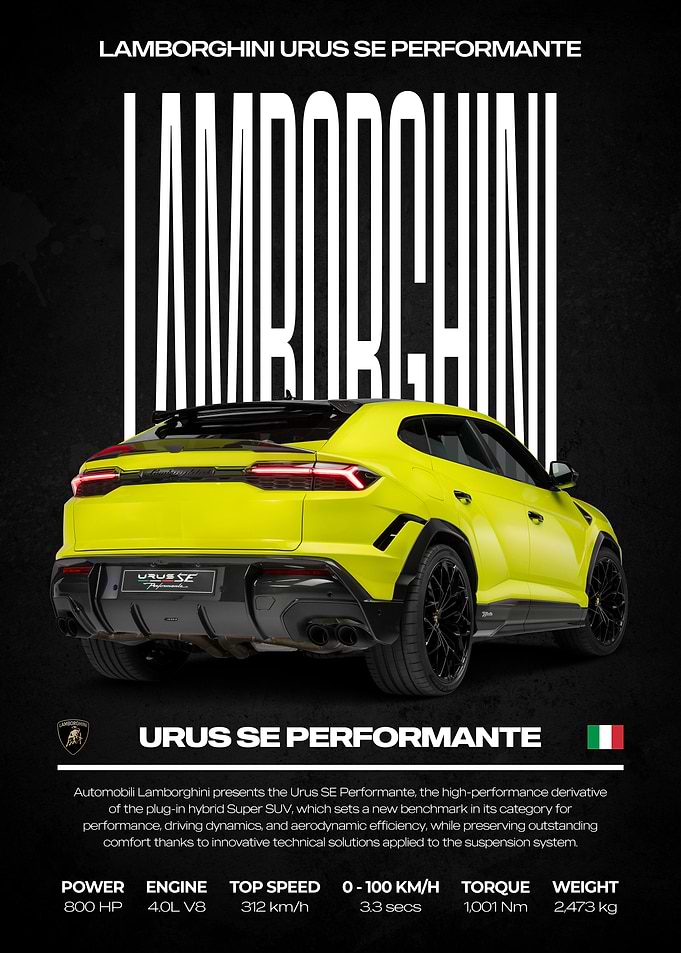 Lamborghini Urus SE Performante Poster