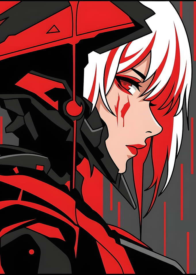 Cybernetic Anime Warrior Portrait