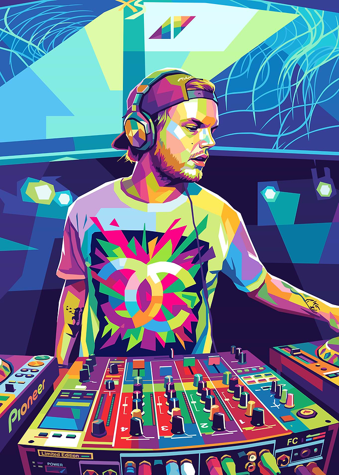 Avicii DJ Performance Pop Art Portrait