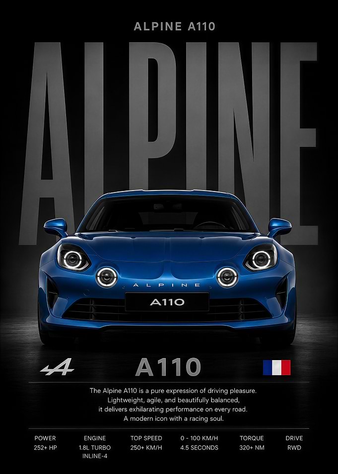 Alpine A110 Sports Car Poster