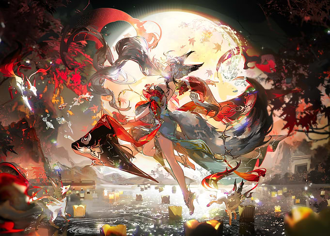 Fox Spirit Under the Full Moon