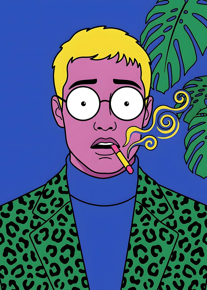 Pop Art Portrait of Smoking Man