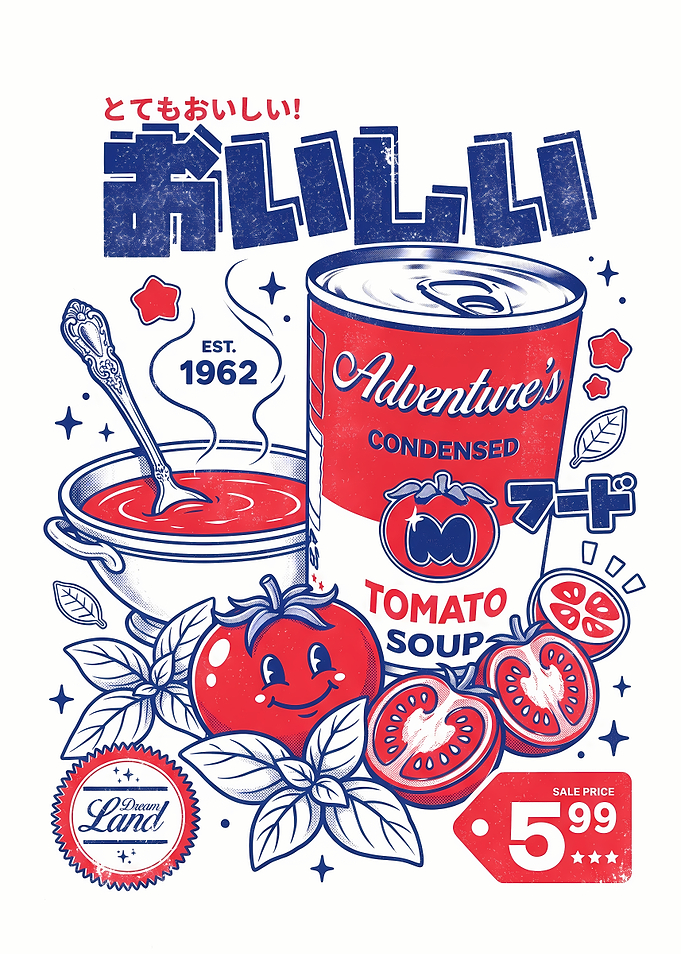 Retro Style Tomato Soup Illustration