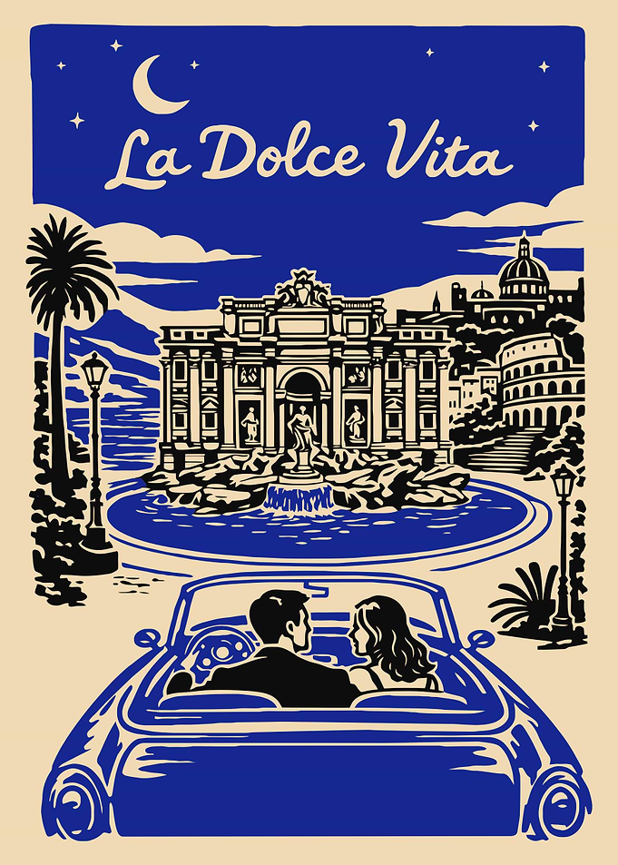 La Dolce Vita Rome Travel Poster