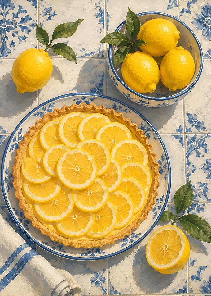 Lemon Tart on Mediterranean Tile