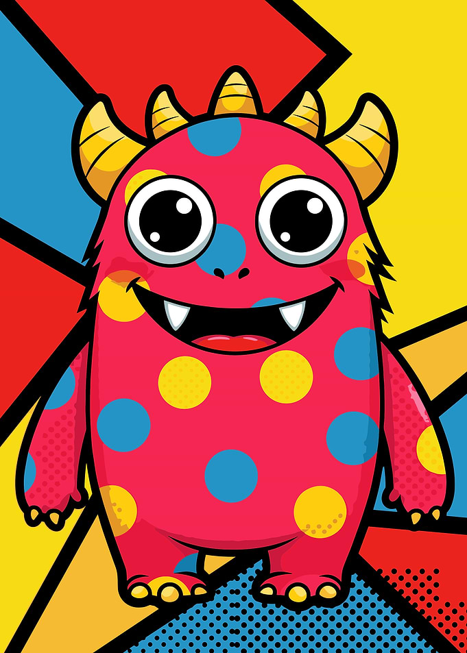 Colorful Polka Dot Monster Illustration