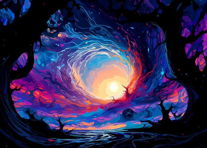 Surreal Cosmic Forest Portal