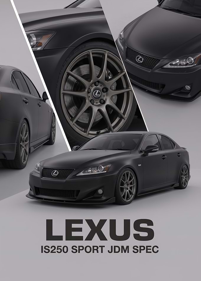black sleek Lexus IS250 Sport JDM car Poster