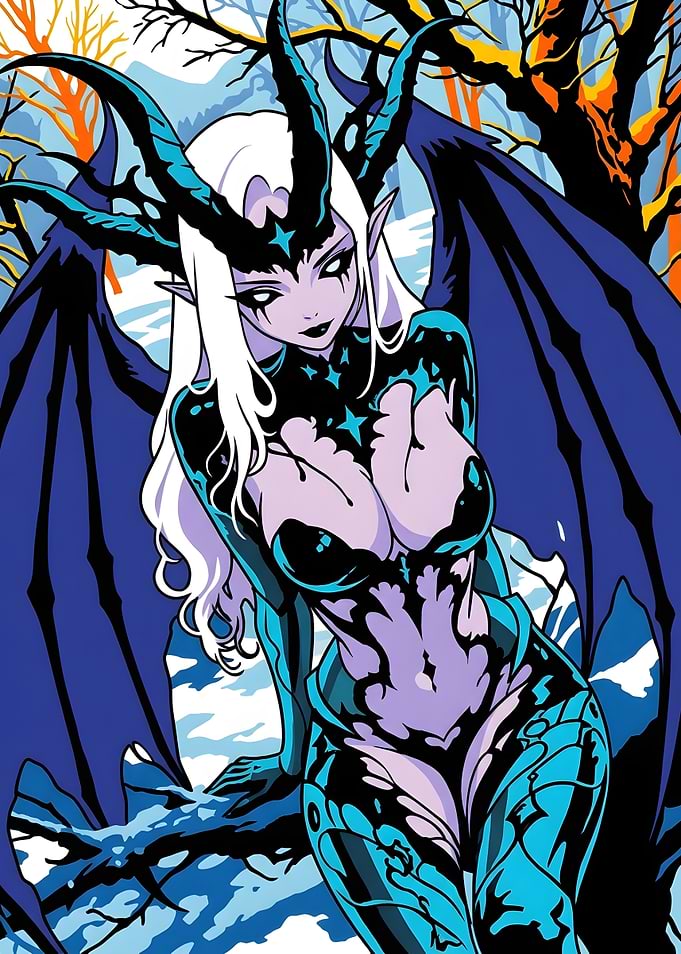 Demon Queen in Winter Forest