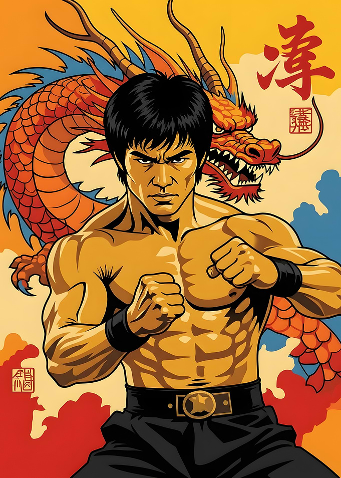 Bruce Lee Dragon Martial Arts Poster