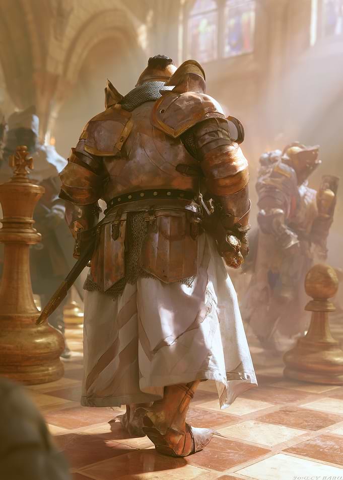 Knight in a Chess Battle