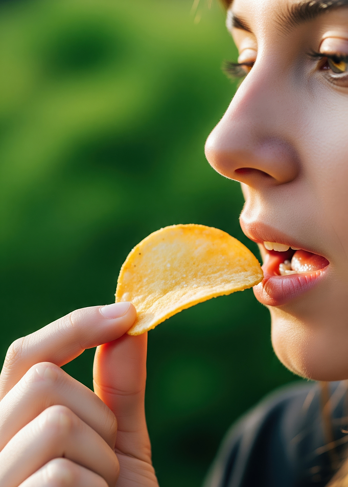 Woman Eating a Potato Chip