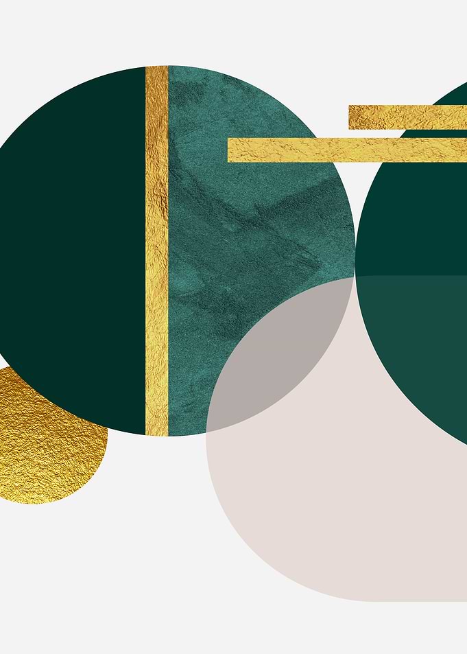 Abstract Geometric Gold and Teal Art