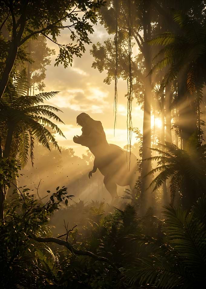 Tyrannosaurus Rex in Misty Jungle