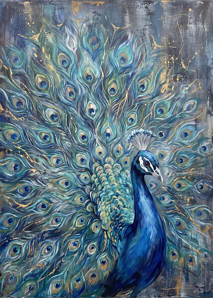 Elegant Peacock with Gold Accents