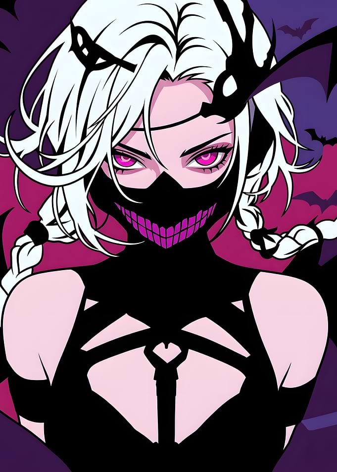 Anime Girl with Mask and Bats