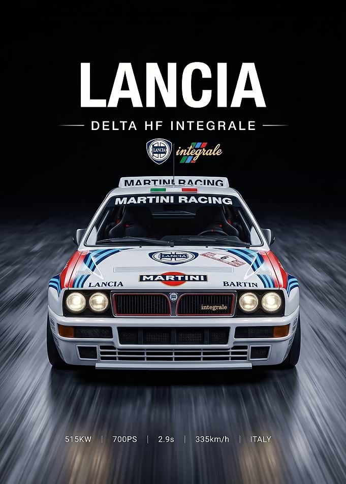 sleek Lancia Delta HF Integrale car Poster