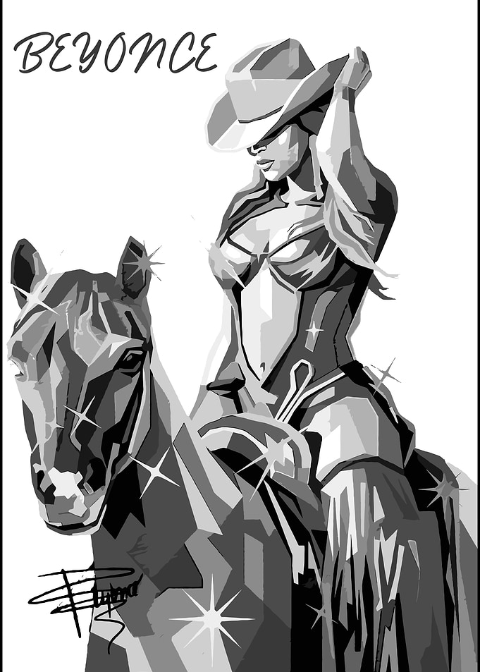Beyoncé Cowboy Horse Pop Art Poster