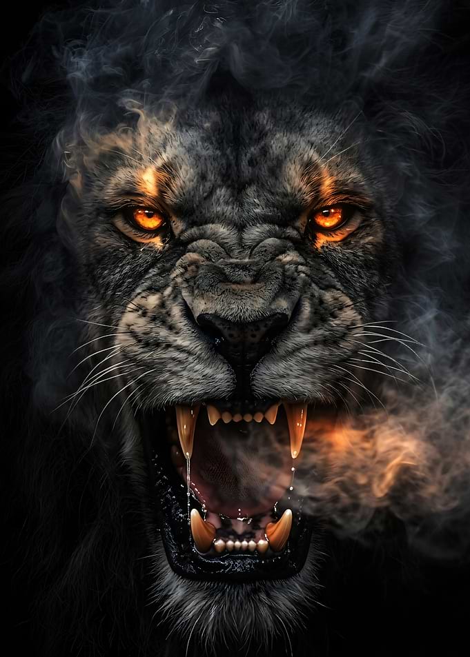 Fierce Lion with Glowing Eyes