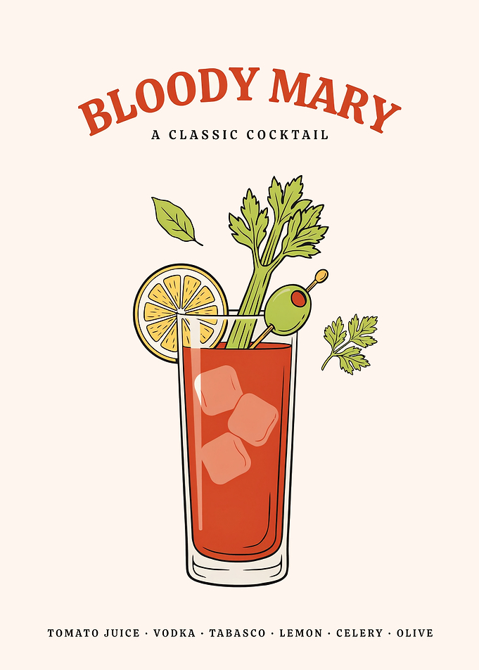 Bloody Mary Cocktail Recipe Poster
