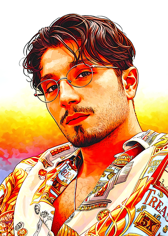 Stylish Man in Patterned Shirt Portrait