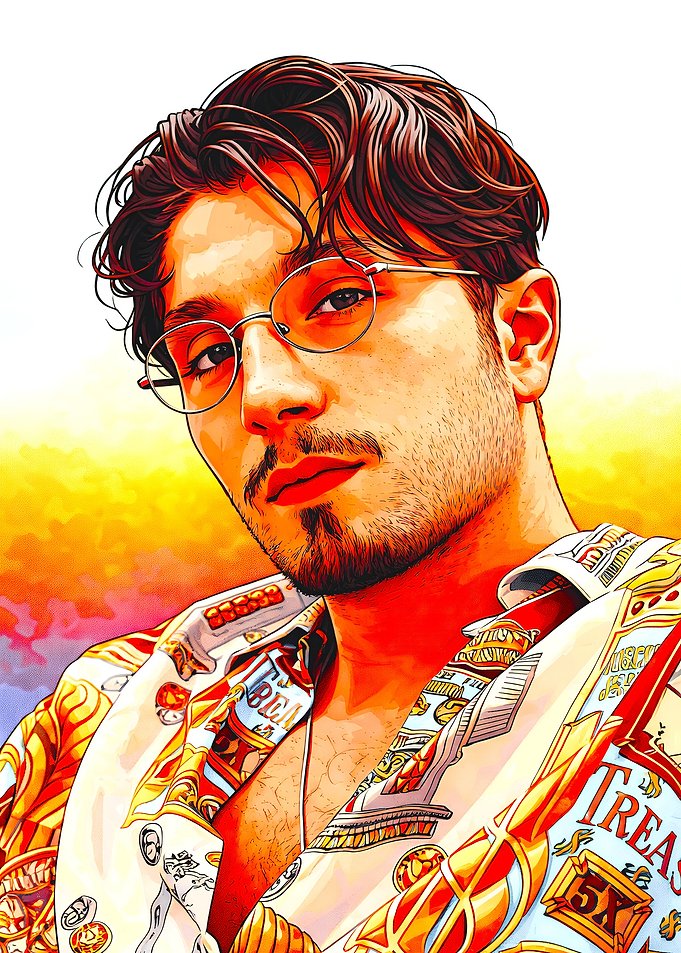 Stylish Man in Patterned Shirt Portrait