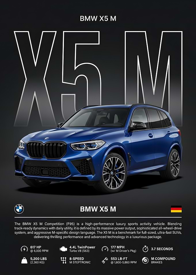 BMW X5 M Competition Spec Sheet