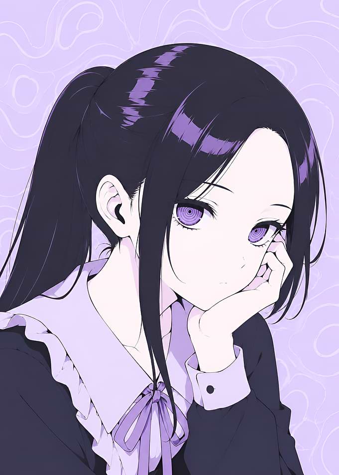 Anime Girl with Purple Spiral Eyes