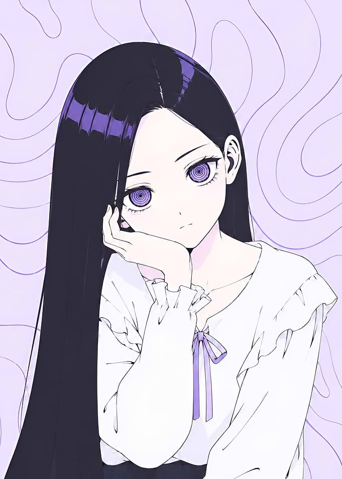 Anime Girl with Hypnotic Purple Eyes