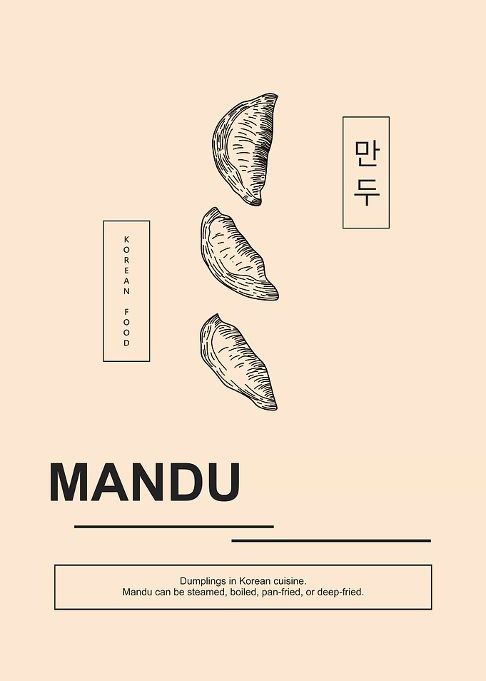 Minimalist Korean Mandu Dumpling Poster