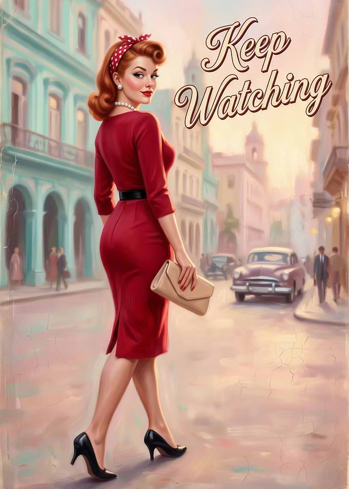 Vintage Pin-up Style Keep Watching Poster