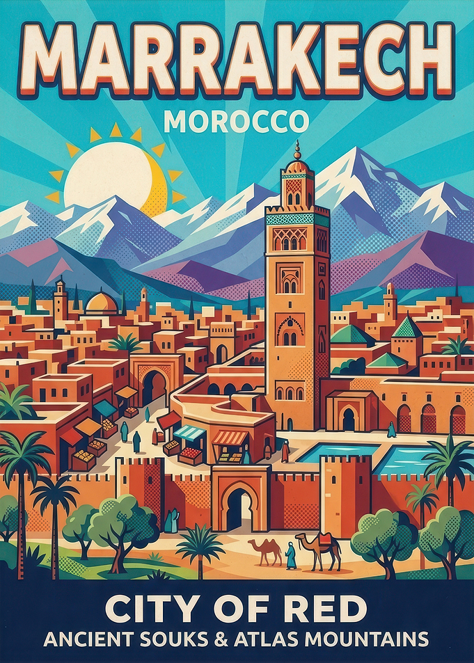 Marrakech Morocco Travel Poster