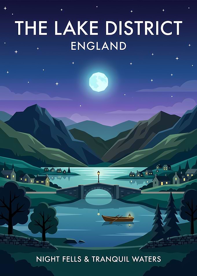 The Lake District England Travel Poster